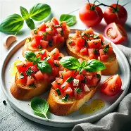 Bruschettas de tomate y albahaca